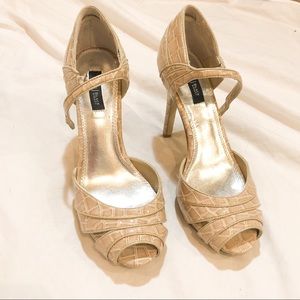 WHBM Croc Peep Toe Heels